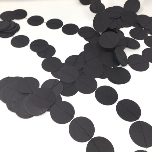 Black Dark Grey Round Paper Large Circle Party Halloween Extra Long Garland - Picture 7 of 16